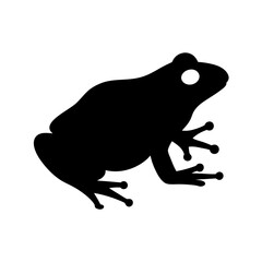 A silhouette of a frog on a white background facing right