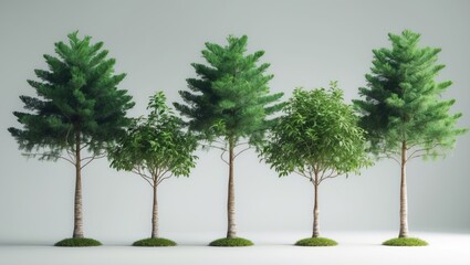 Obraz premium Tropical bush and shrub with pine tree isolated against background