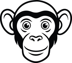 Obraz premium High detail flat vector icon of a monkey head line art with smooth edges