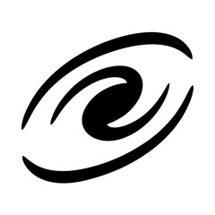 Abstract Black Swirl Design with Curving Lines Against a White Background