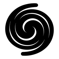 Abstract black and white spiral pattern with three distinct curved lines