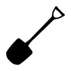 Black silhouette of a spade or shovel against a white background