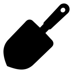 Black silhouette of a trowel, a tool used in gardening tasks
