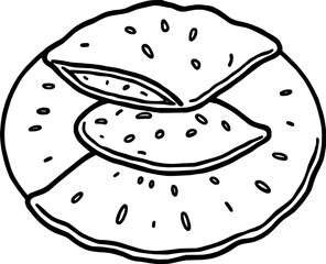 Stacked Flatbreads A Simple Line Drawing Illustration