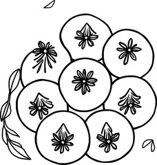 Line Art Illustration Of A Cluster Of Ornamental Berries