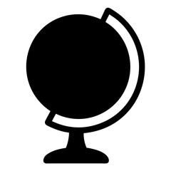 Simplified Black and White Globe Icon for Educational or Travel Purposes