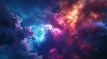 Fantastic supernova Colorful space galaxy cloud nebula scenery background. Generative AI