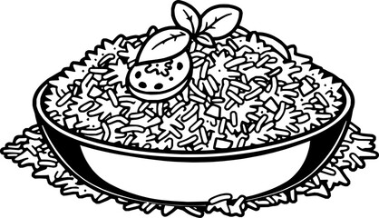 Delicious Rice Dish in Bowl with Tomato and Basil