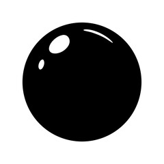 Simple Black Sphere with Glossy Highlights Isolated on White Background