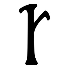 A stylized black lowercase 'r' on a plain white background.