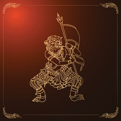 Khmer Yant traditional Cambodian ancient monkey hanuman only