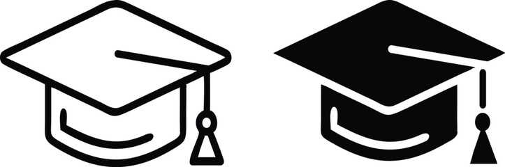 Minimalist Graduation Cap Icon &ndash; Vector Symbol of Education and Academic Achievement