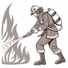 Fototapeta premium fireman firefighter axe vector silhouette
