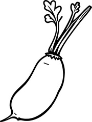 Simple Line Drawing Of A Single White Radish