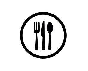 Elegant Black Fork Knife Spoon Restaurant Menu Icon Design