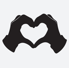 Fototapeta premium couple forming a heart shape with hands silhouette vector art illustration, heart shaped hand