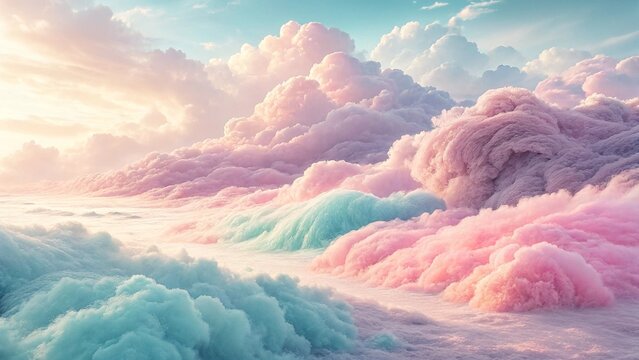 Pink clouds drift across the vast blue sky, a beautiful display of nature's airy canvas