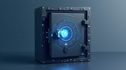 Vault door with binary code, image created using AI