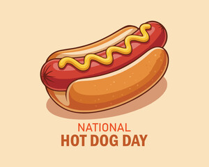 National Hot Dog Day lettering with hot dog. Poster concept. 