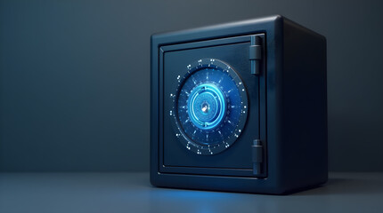Vault door with binary code, image created using AI
