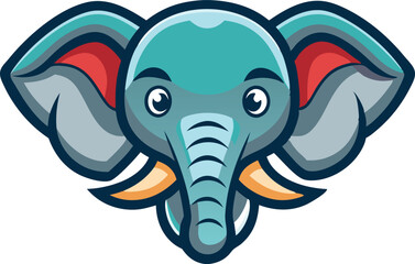 High detail flat vector icon of retro Animal character a elephant head with smooth edges (