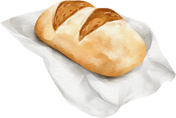 watercolor baguette bread