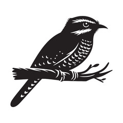 Whispering Wings Nightjar silhouette in quiet motion – Nightjar illustration – Minimalist Nightjar vector – Bird silhouette


