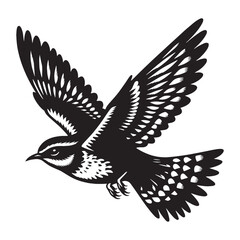 Dusky Sky Nightjar silhouette gliding low – Nightjar illustration – Minimalist Nightjar vector – Bird silhouette

