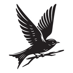 Camouflaged Nightjar silhouette blending into shadows – Nightjar illustration – Minimalist Nightjar vector – Bird silhouette

