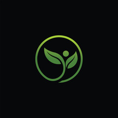 green plant leaf nature health logo design template