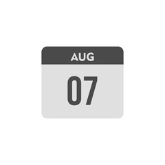 Obraz premium calender icon, 07 august icon with white background