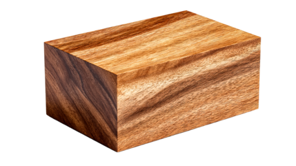 Wooden block with rich texture on transparent background