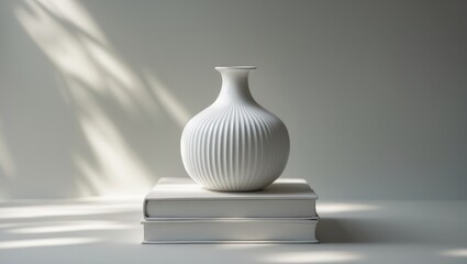 White decor with a plaster vase on a white background