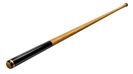 Baseball bat with a smooth wooden finish and black grip