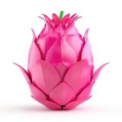 Vivid pink dragon fruit, a stylized, 3d rendering.