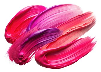 Pink Abstract Paint Brushstrokes Set, Top View, White Background, Artistic Texture, Modern Design, High Resolution Photo