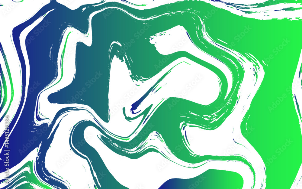 Leinwandbilder Abstract fluid art composition with swirling and marbled textures and  vibrant green and blue gradient. Dynamic irregular wave lines with smooth curves and glossy. Marble and liquid grunge texture 