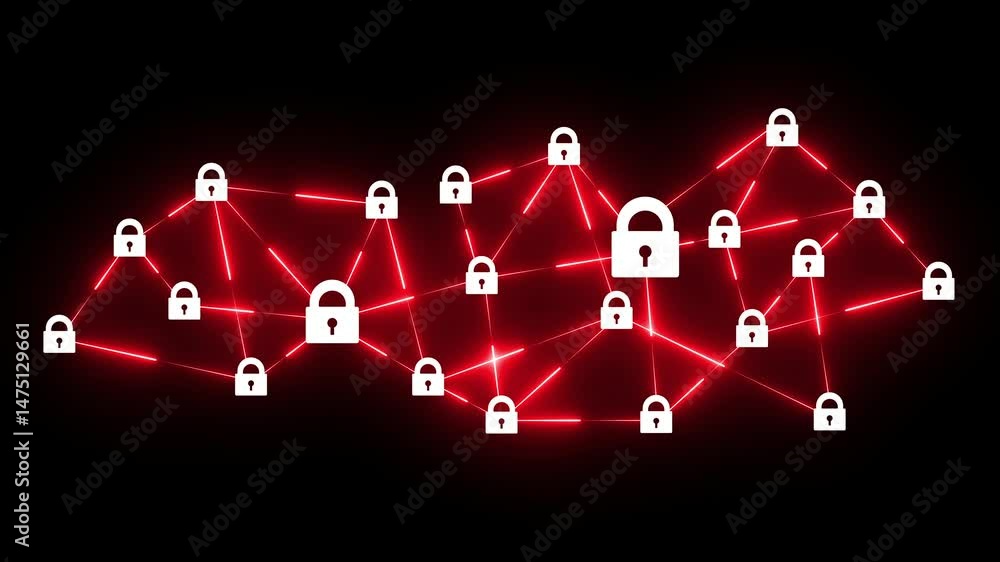 Aufkleber businessman is working on laptop that showing about network of padlock. cyber and network security c