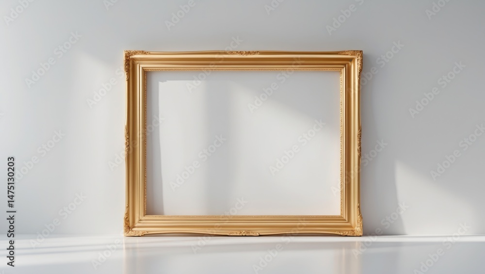 Poster rustic rectangular frame with golden edges for artwork or picture