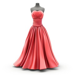 Obraz premium Elegant coral-colored ball gown for a formal event.
