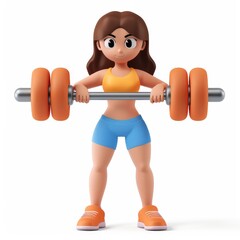 Obraz premium Cartoon female figure lifting weights, demonstrating strength.