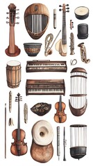 Collection of musical instruments illustration