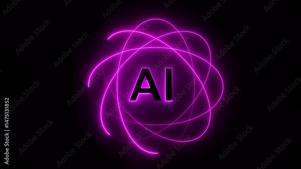 Poster ai icon with neon radius around. concept for ai and technology concept. able use graphic isolated on