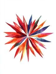 Watercolor Abstract Flower Burst on White Background Artistic Expression of Colorful Petals