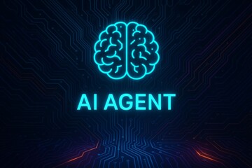 AI Agent with Glowing Brain Icon