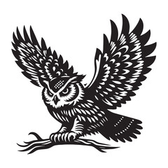 Feathered Silence Owl silhouette – Owl illustration – Minimalist Owl vector – Bird silhouette


