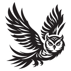 Obraz premium Forest Watcher Owl silhouette – Owl illustration – Minimalist Owl vector – Bird silhouette