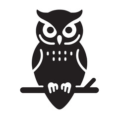 Tree Guardian Owl silhouette in still pose – Owl illustration – Minimalist Owl vector – Bird silhouette


