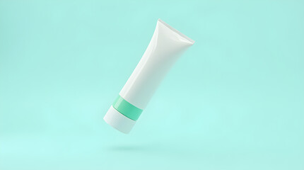 White toothpaste tube with mint green accents, image created using AI