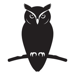 Focused Owl silhouette, gaze locked in wisdom – Owl illustration – Minimalist Owl vector – Bird silhouette

